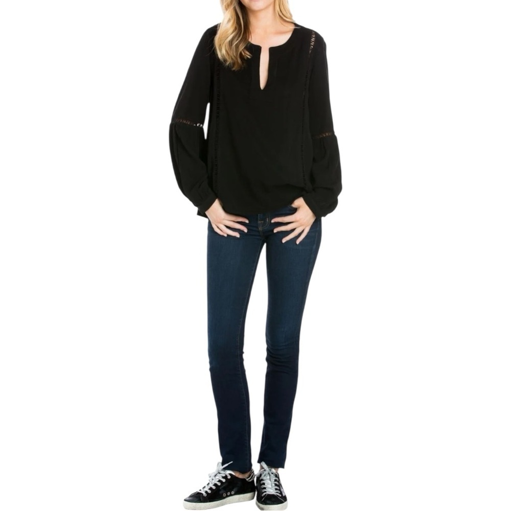 Maven West Lace Inlay Long Sleeve Top Size M